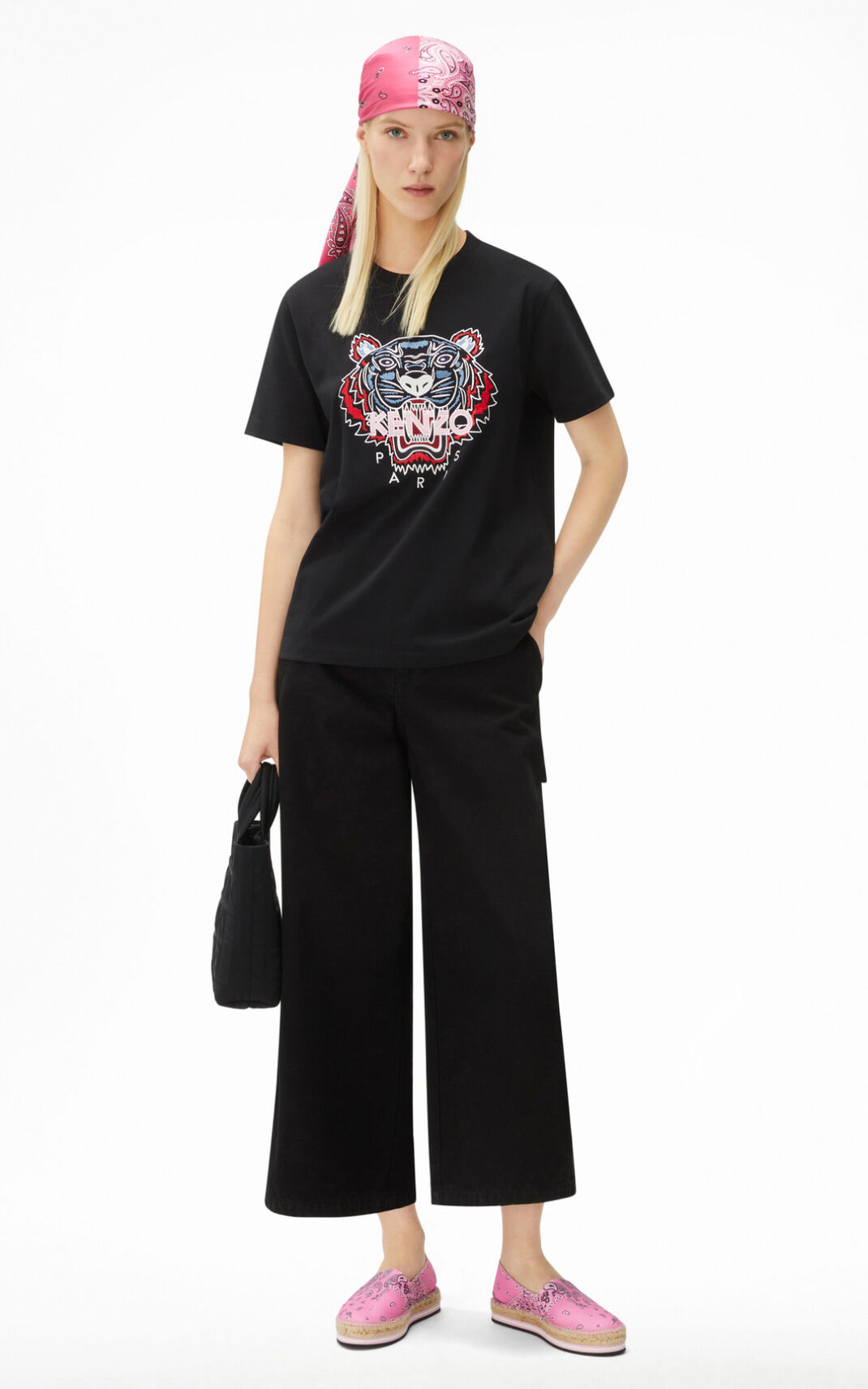 T Shirt Kenzo Tiger loose Femme Noir | LVKU-19758